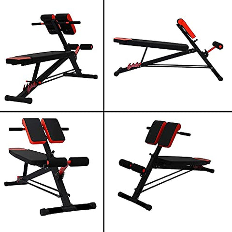 Image of Kobo EB-1013 Steel Multi Function Imported 10 Exercises Adjustable Dumbbell Bench with Preacher Curl for Home Gym (Black/Red)
