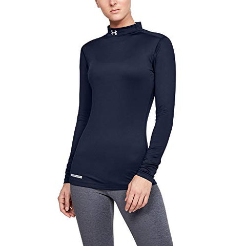 Image of Under Armour Women's ColdGear Authentics Mock, Midnight Navy/Metal, Small