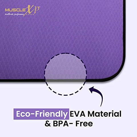Image of MuscleXP EVA Yoga Mat with Carrying Strap for Gym Workout and Yoga Exercise with 6mm Thickness, Anti-Slip Yoga Mat for Men & Women Fitness (Purple)