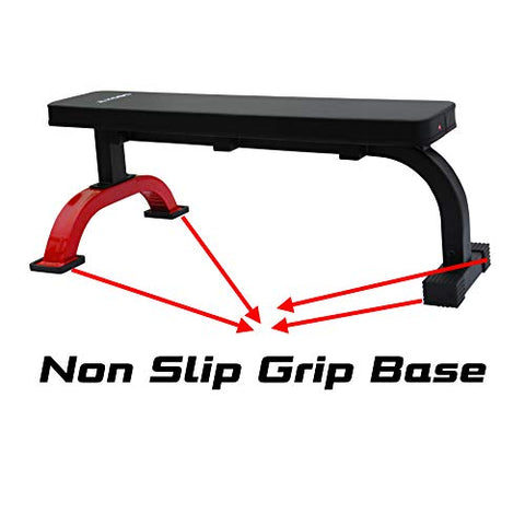 Image of Kobo EB-1011 Imported Steel Heavy Duty Exercise Flat Bench for Home Gym (Black, Red)