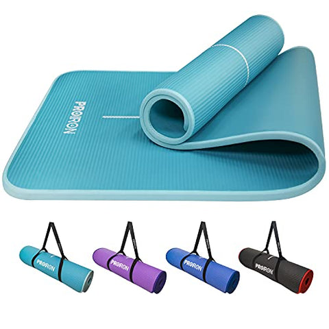 Image of NBR Yoga Mat 1830×660×10 mm - GREEN PROIRON Pilates Mat Edge Protection Non-Slip Yoga Mat Exercise Extra Thick Foam Mat Fitness Workout Mats Home Gym with Carrying Strap