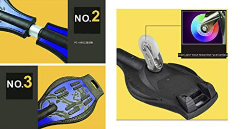 Image of Toyify Alloy Heavy Duty Two Wheel Flash Colorful Lights on Wheels Skate Board for Unisex (Gold, Blue, 33”x 8” x 9)