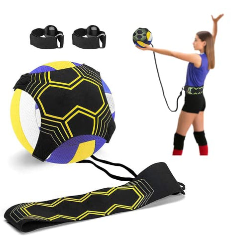 Image of Volleyball Training Equipment Aid, Solo Soccer Trainer, Solo Practice Trainer for Serving, Setting, Spiking and Arm Swing, Returns Ball After Every Swing for Beginners & Pro