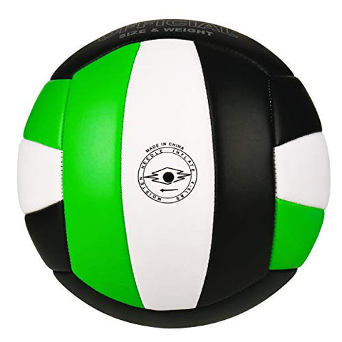 Image of YANYODO Official Size 5 Volleyball, Soft Indoor Outdoor Volleyball for Game Gym Training Beach Play, Green Black White