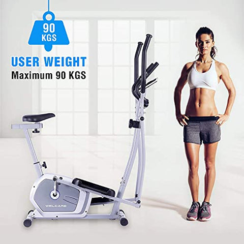 Image of Welcare Elliptical Cross Trainer WC6044 with Adjustable seat, Hand Pulse Sensor, LCD Monitor, Adjustable Resistance for Home Use (DIY Installation with Video Call Assistance)