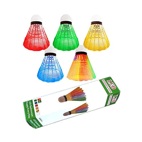 Image of ZHENAN LED Badminton Shuttlecocks Dark Night Glow Birdies Lighting for Outdoor & Indoor Sports Activities (Nylon_5pcs)