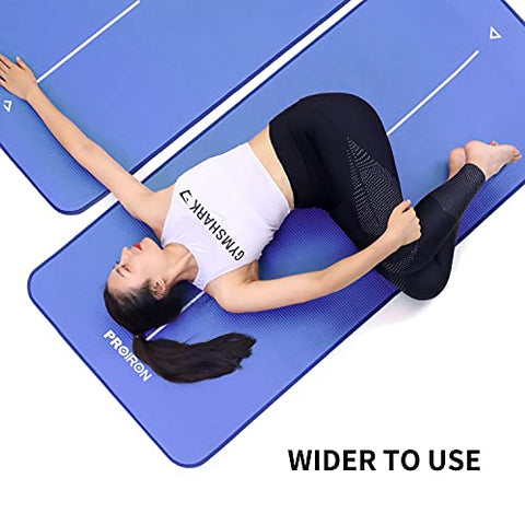 Image of NBR Yoga Mat 1830×660×10 mm - BLUE PROIRON Pilates Mat Edge Protection Non-Slip Yoga Mat Exercise Extra Thick Foam Mat Fitness Workout Mats Home Gym with Carrying Strap