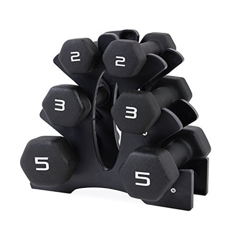 Image of Cap Barbell Neoprene Dumbbell Set with Rack, 20 lb/Medium