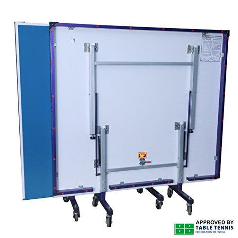 Image of Gymnco Robust Iron Tech Table Tennis Table with 75 MM Wheel (Top 25 mm Laminated Compressed & Free TT Table Cover + 2 TT Racket & Balls)