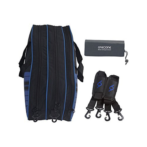 Image of One O One - Lines Collection Triple Black Blue Badminton Kitbag/Tennis Kitbag