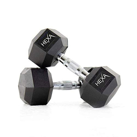 Image of Hexa Fitness Hex Dumbbells (7.5 kg X 2) 15 kg Set, Fitness Heavy Duty Solid Caste Iron and Rubber Coated Material