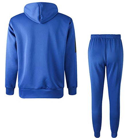 Image of URBEX Men's Athletic Casual Tracksuit Pants Hooded Full Zip Jacket Sweatsuit Set for Men…-ROYAL-2XL