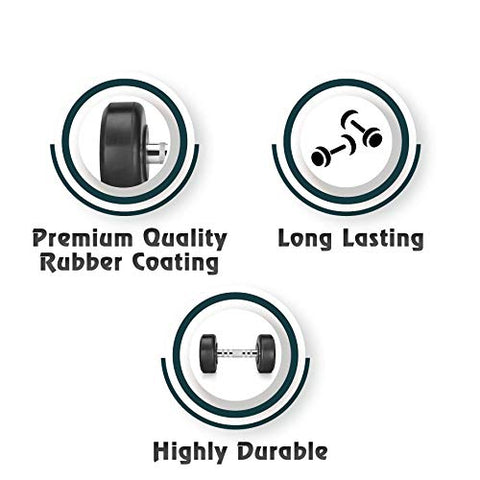 Image of BIONFIT Rubber Coated Professional | 7.5 Kg Round Dumbbells | Highly Durable Long Lasting | Helps to Improve Fitness Goals (Set of 2 , Black )