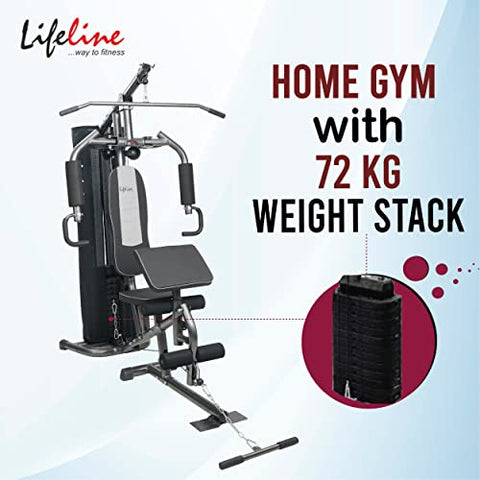Image of Lifeline Fitness HG-005 Home Gym with LB-311 Adjustable Bench (8 Levels), Multipurpose All in One Home Gym Workout Combo