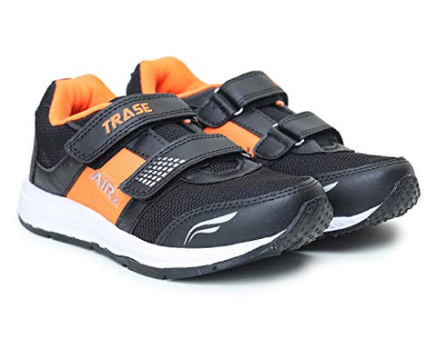 Image of TRASE Boys Black Orange Running Shoes - 11 UK (Kids)
