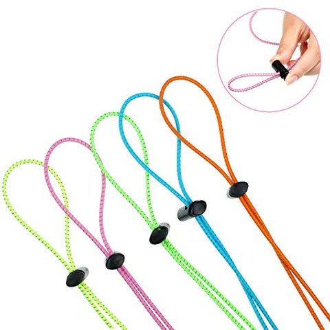 Image of 10 Sets Bungee Cord Strap Kit for Swim Goggles, Adjustable Replacement Swimming Goggle Strap with Cord Lock Clamp for Swimming Supplies (Green, Blue, Pink, Yellow, Orange)