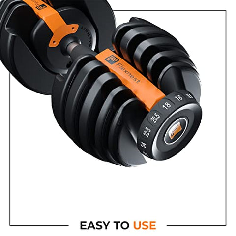 Image of Flexnest Adjustable Iron Dumbbells Set, Designed-in-Germany, Easy Weight Adjustment (2.5Kg-24Kg), Home Workout, Gym Exercise Set For Men & Women, 24Kg, Set of 2 (Black)