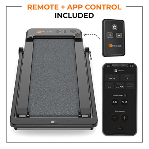 Image of Flexnest 2-in-1 Smart Foldable Treadmill-2 Displays, Bluetooth Speaker, Installation-Free, App/Remote Control & Free-Classes and Virtual Walks for Home, Office Walking and Running Pad Flexpad (Black)