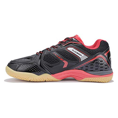 Image of YONEX AEROCOMFORT TRU Unisex Cushion Ergo Shape Non-Marking Sole Hexagrip 3 Non Marking Badminton Shoes Ideal for Badminton, Squash, Table Tennis, Volleyball, Black Bright Red, UK 8
