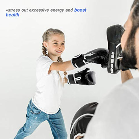 Image of Boxing Gloves 8oz Punching Gloves for Youth Adults Traning Gloves for Punching Bag Kickboxing Sparring Muay Thai MMA Fight Gloves - Black