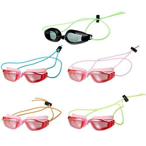 Image of 10 Sets Bungee Cord Strap Kit for Swim Goggles, Adjustable Replacement Swimming Goggle Strap with Cord Lock Clamp for Swimming Supplies (Green, Blue, Pink, Yellow, Orange)
