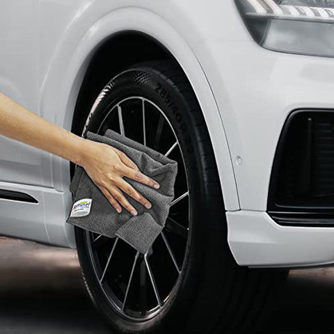 Image of SOFTSPUN Microfiber Cloth - 4 pcs - 40x40 cms - 340 GSM Grey- Thick Lint & Streak-Free Multipurpose Cloths - Automotive Microfibre Towels for Car Bike Cleaning Polishing Washing & Detailing