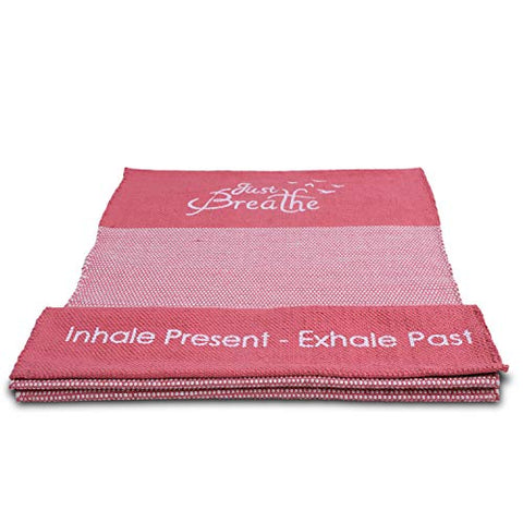 Image of Arka Just Breathe Natural Handmade Cotton Yoga Exercise Mat for Men & Women. (Pink) Dimensions- 72 X 24 Inch,4 mm Thick