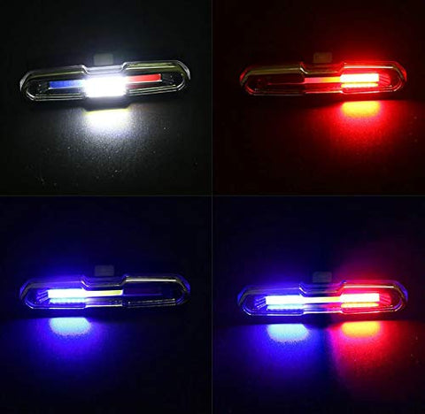 Image of Dark Horse® Bicycle New Tail Light with 3 Colors Red, Blue & White LED Light 6 Mode USB Rechargeable