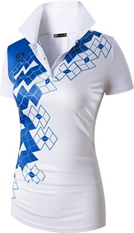 Image of jeansian Women Sport Quick Dry Short Sleeves Polo Tee SWT289 White S