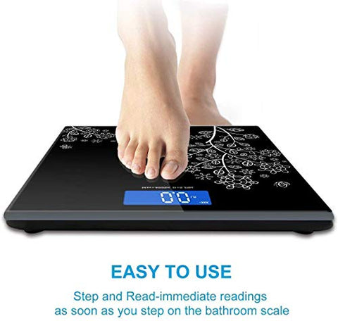 Image of Zanic - India Thick Tempered Glass Lcd Display Digital Weighing Machine, Weight Machine For Human Body Digital Weighing Scale, Weight Scale,weighing machine (Hexa) (Flower)