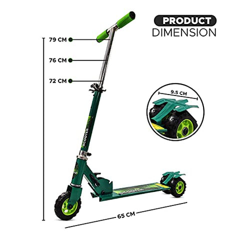 Image of NHR Rectangle Skate Scooter for Kid with 3 Wheels and 3 Adjustable Height Heavy Duty Kick Scooter (Weight Capacity-45 kg, Green)