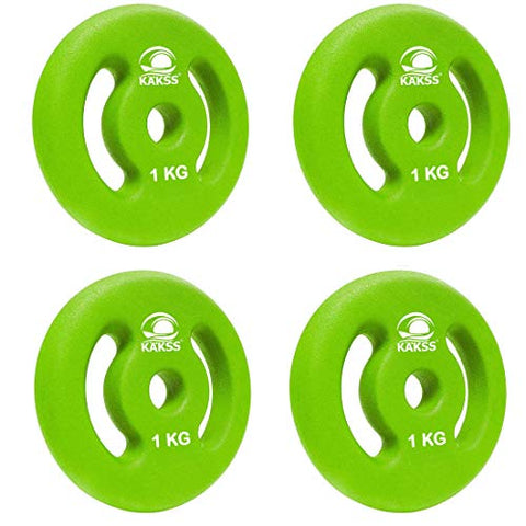 Image of Kakss Neoprene Coated Weight Plates 1Kg X 4 Pc (30-Mm Center Hole) (1), Green