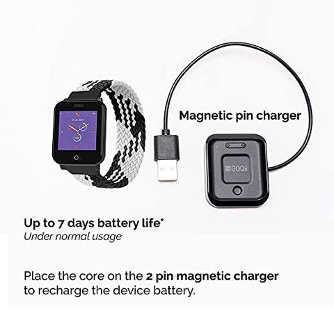 Image of GOQii Smart Vital Junior for kids fitness, SpO2, body temperature and sleep tracker with 3 months personal coaching subscription (Zebra Black)