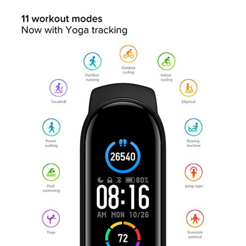 Image of Mi Smart Band 5 – India’s No. 1 Fitness Band, 1.1-inch AMOLED Color Display, Magnetic Charging, 2 Weeks Battery Life, Personal Activity Intelligence (PAI), Women’s Health Tracking
