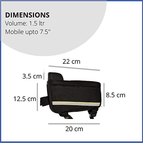 Image of GR GOLDEN RIDERS Polyester Bicycle Front Frame/Tube Bag for Mobile Phone (Black)
