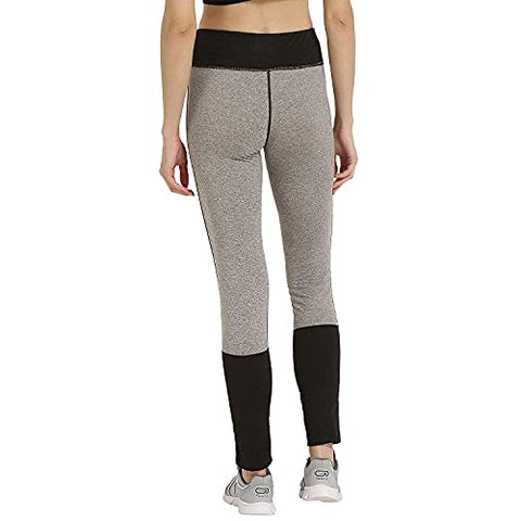 Image of CHKOKKO Women Yoga Track Pants Stretchable Sports Tights Grey Blackk Medium