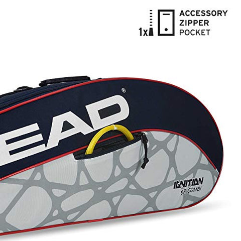 Image of HEAD Polyester Ignition Pro 6R Badminton Kit Bag (Navy & Grey)