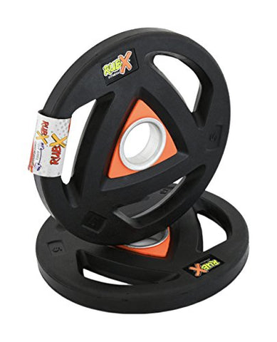 Image of RUBX Rubber Coated Metal Integrated Tri-Grip Olympic Weight Plates 50 MM Center Hole Diameter (5)