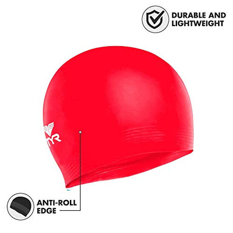Image of TYR Latex Adult Swim Cap (Red)