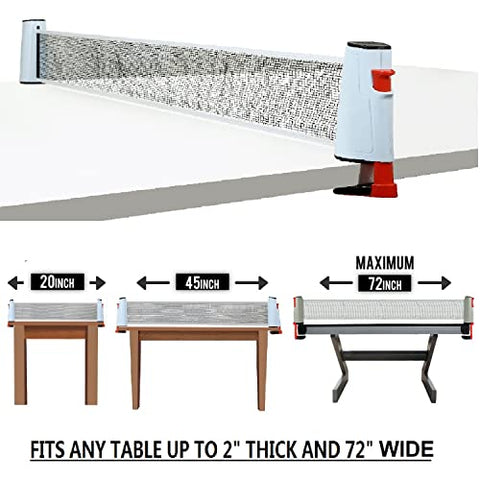 Image of Win SPORTS Ping Pong Paddle Set with Retractable Net|Set of Play Anywhere Ping Pong Net for Any Table,2 Table Tennis Paddle& Rackets,3 Balls,Storage Case|Set with Retractable Table Tennis Net