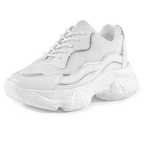 Image of Vendoz Women Premium White Casual Shoes Sneakers - 40 EU