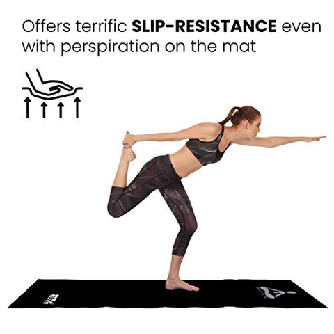 Image of STAG YOGA MANTRA PLAIN BLACK SILVER MAT WITH BAG