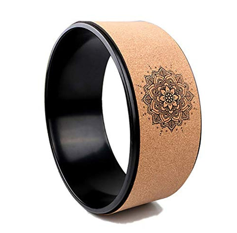 Image of Bodylastics PVC Fitness 13 Strong, Sweat Resistant and Eco-Friendly Cork Yoga Wheel for Women and Men (Black, Brown)