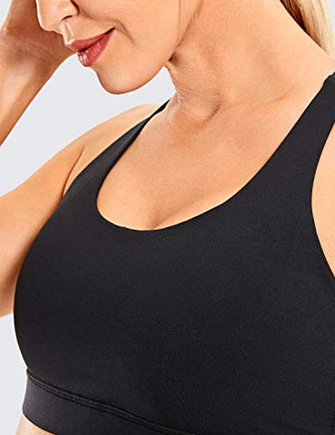 Image of CRZ YOGA Strappy Padded Sports Bra for Women Activewear Medium Support Workout Yoga Bra Tops Black-Logo Medium