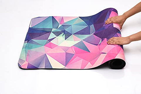Image of MOOR Premium Design Suede 72 x 24 Inch 6mm Color Crystals Print Yoga Mat Non Slip High Density Anti-Tear Fitness Exercise Floor Pilates Workout