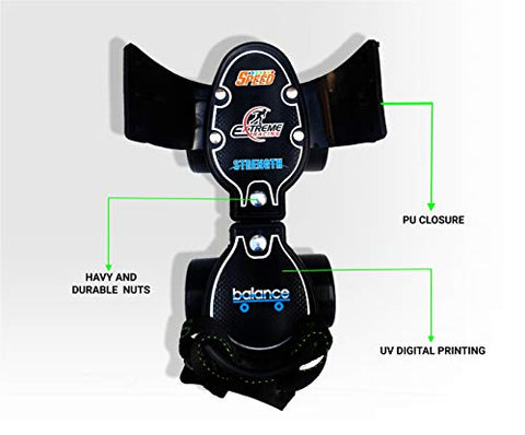 Image of Jaspo Tenacity Adjustable Senior Roller Skates Suitable for Age Group 6 to 14 Years (Black)