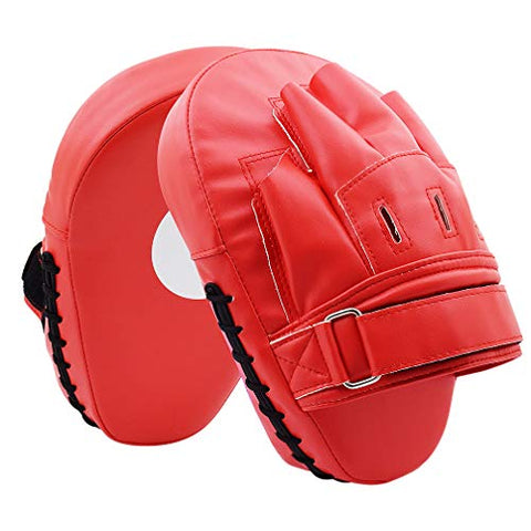 Image of TLBTEK 2PCS Red Curved Punching Mitts Boxing Pads Hand Target Boxing Pads Gloves Training Focus Pads Kickboxing Muay Thai MMA Martial Art UFC Punch Mitts for Kids,Men & Women