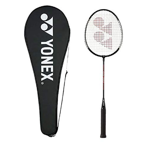 Image of Yonex GR 303 Aluminum Blend Badminton Racquets with Full Cover, Pack of 2 (Black + Red) and Mavis 200i combo
