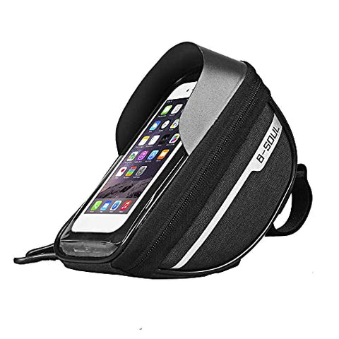 Image of B-Soul Waterproof Cycle Frame Bag with Touch Screen Bicycle Pouch Mobile Holder for All Phones Under 6.8 Inches (Black)