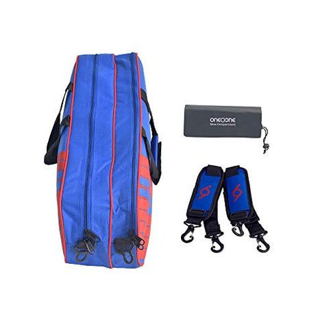 Image of One O One - Lines Collection Double Compartment - Badminton/Tennis Kitbag (Blue + Red)